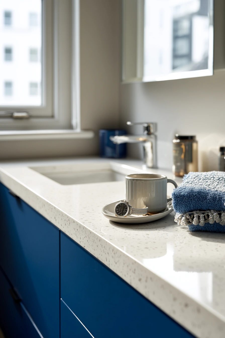 Cobalt Blue Ensuite for a Working Couple