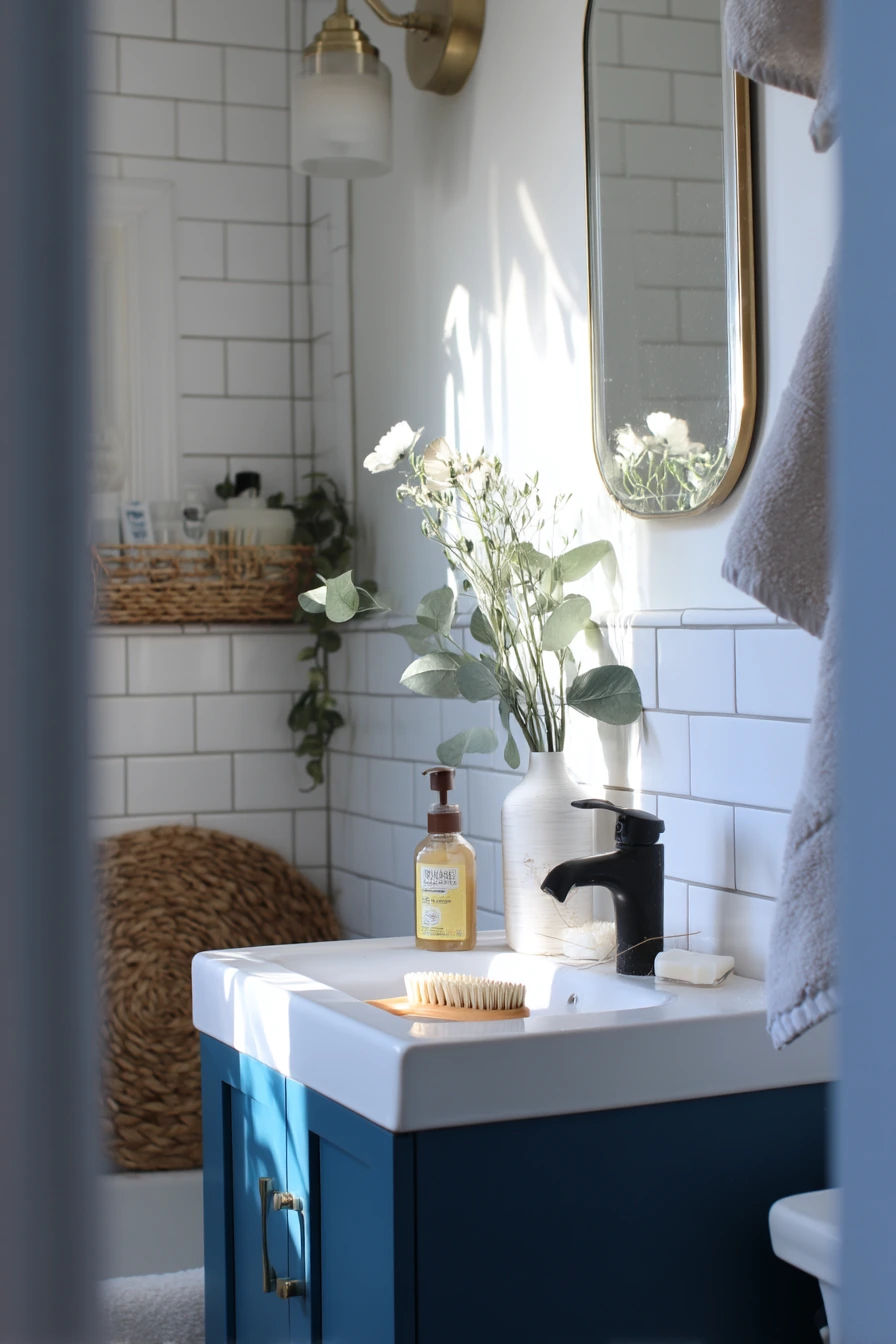Budget-Friendly Cobalt Accent Bath