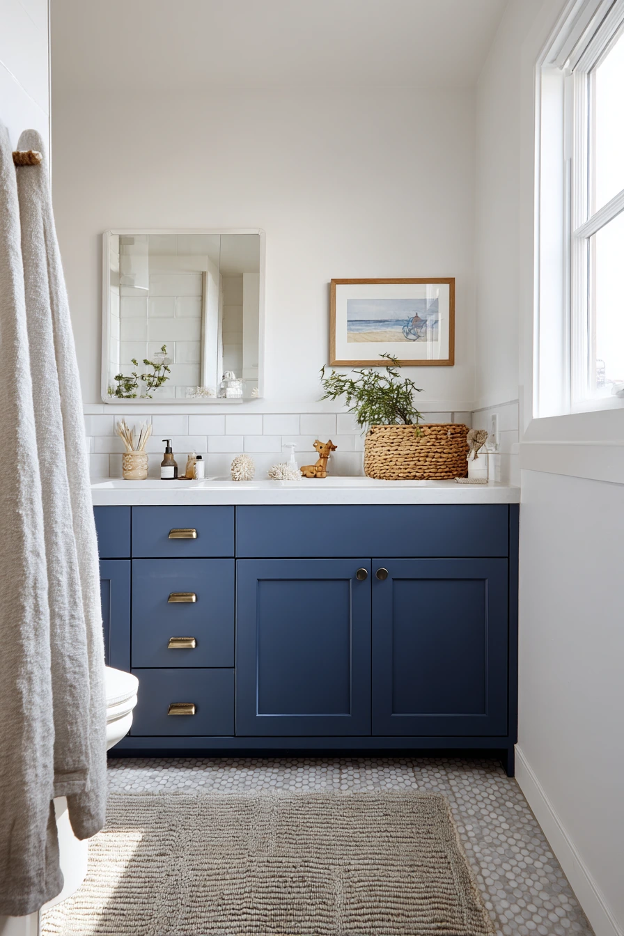 Sunlit Family Bathroom with Cobalt Vanity