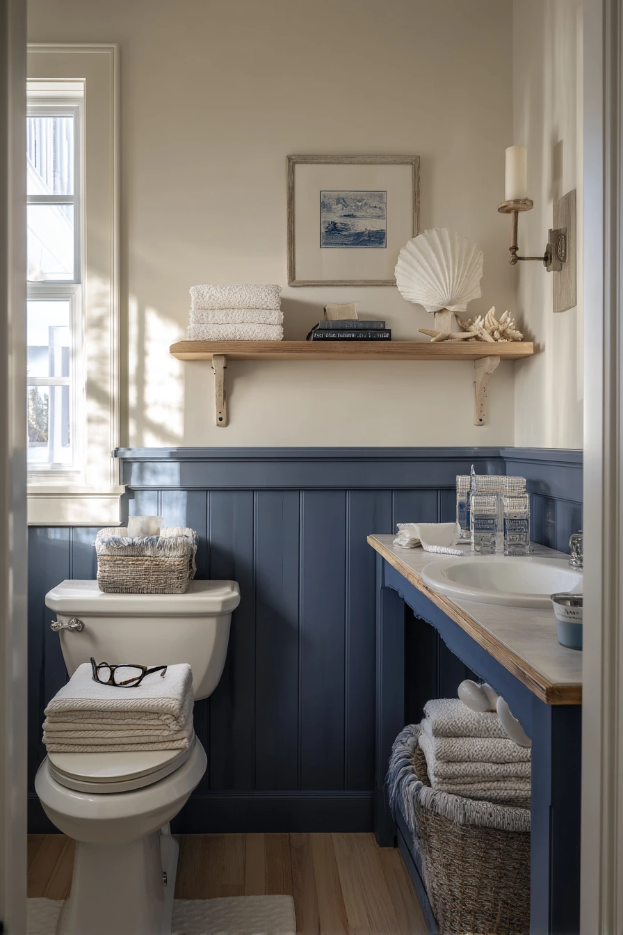 Coastal-Inspired Guest Bath in Cobalt and Sand