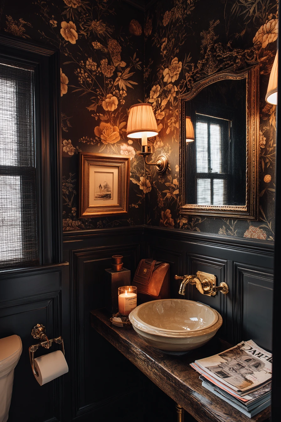 Small Colonial Powder Room Near the Hall