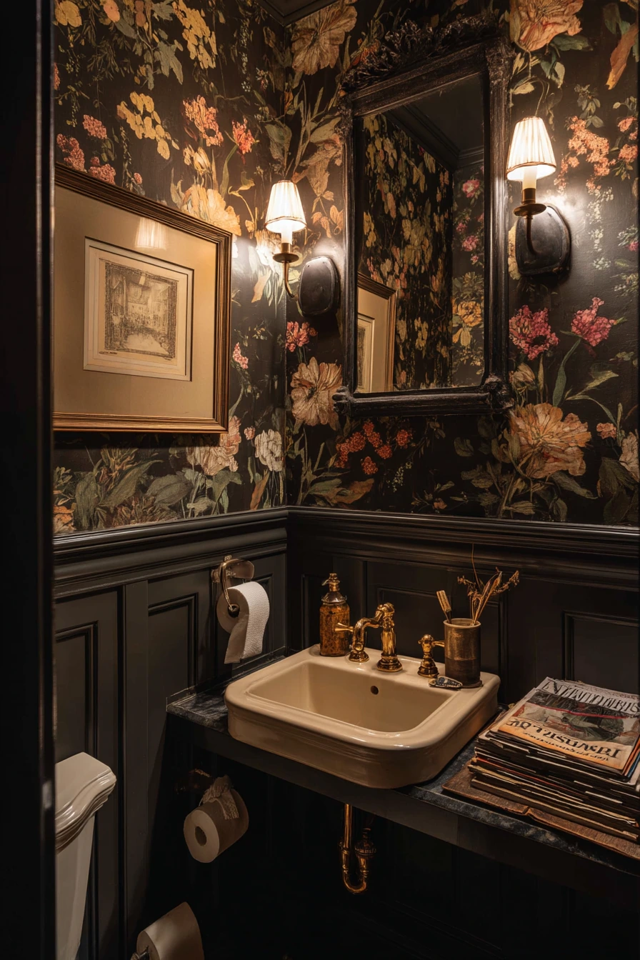 Small Colonial Powder Room Near the Hall