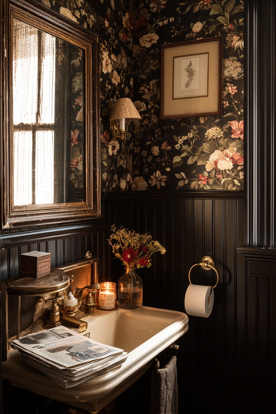 Small Colonial Powder Room Near the Hall