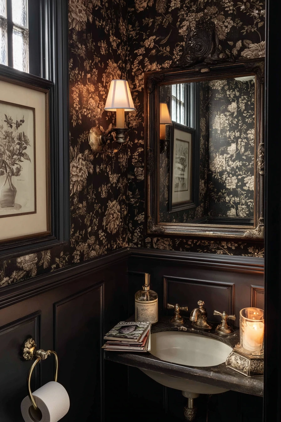 Small Colonial Powder Room Near the Hall