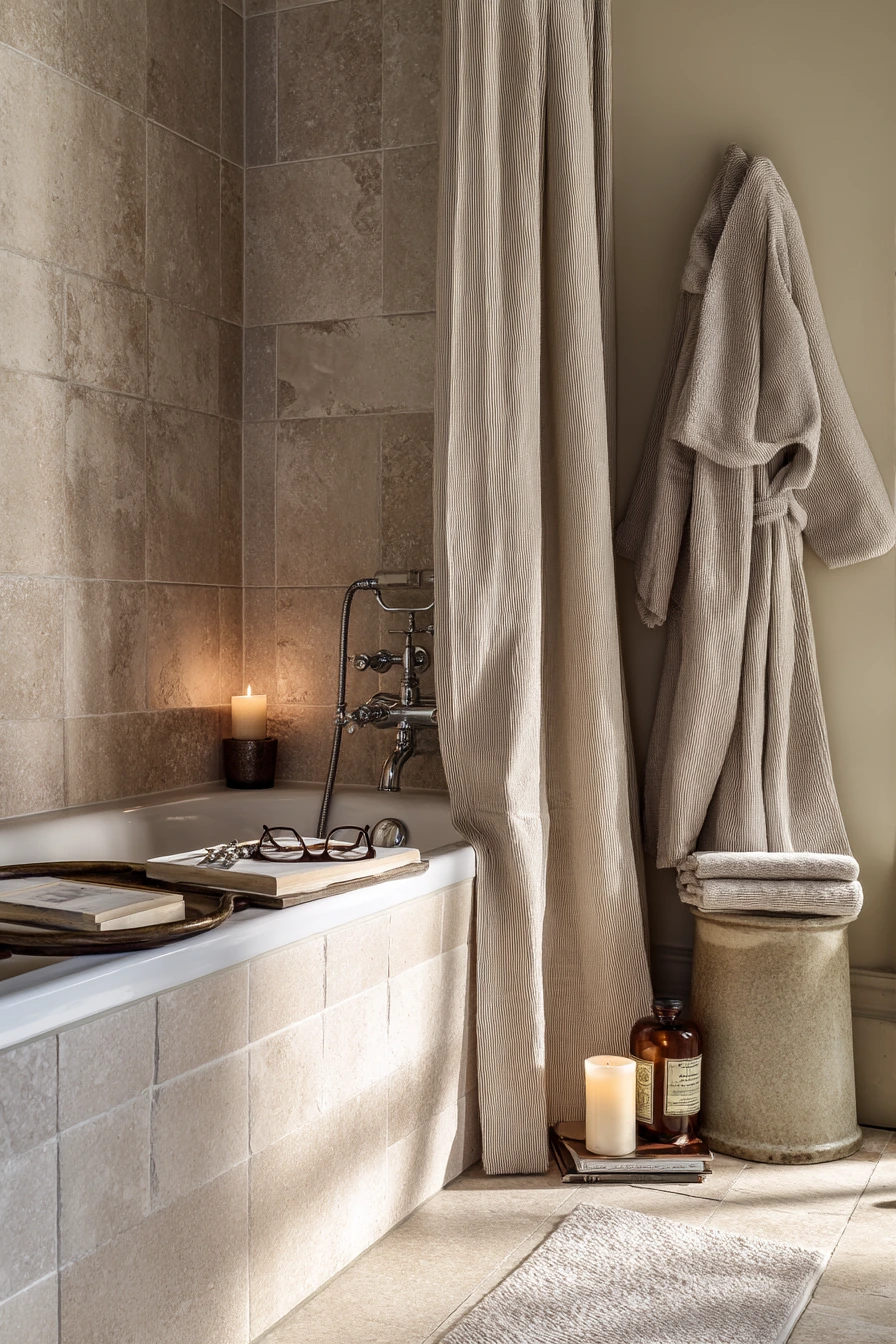 Warm Taupe Grout in a Spa-Feeling Ensuite