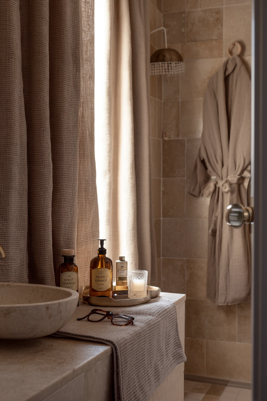 Warm Taupe Grout in a Spa-Feeling Ensuite