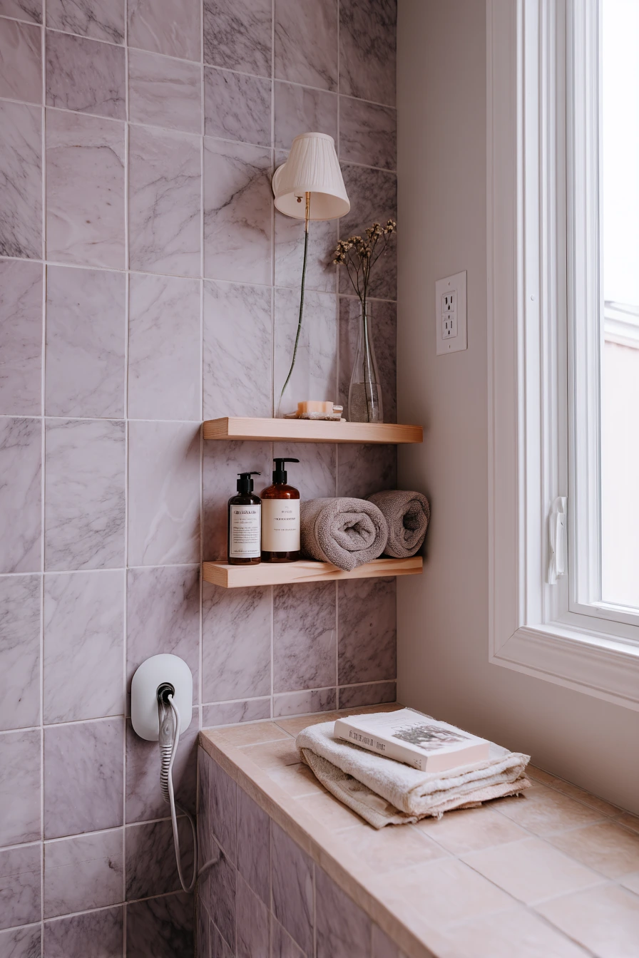 Muted Lavender Grout in a Relaxed Guest Bath