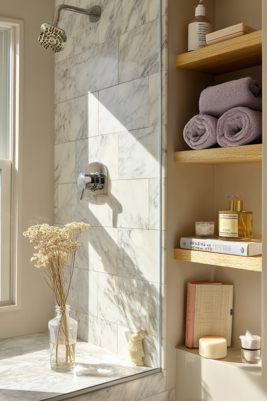 Muted Lavender Grout in a Relaxed Guest Bath