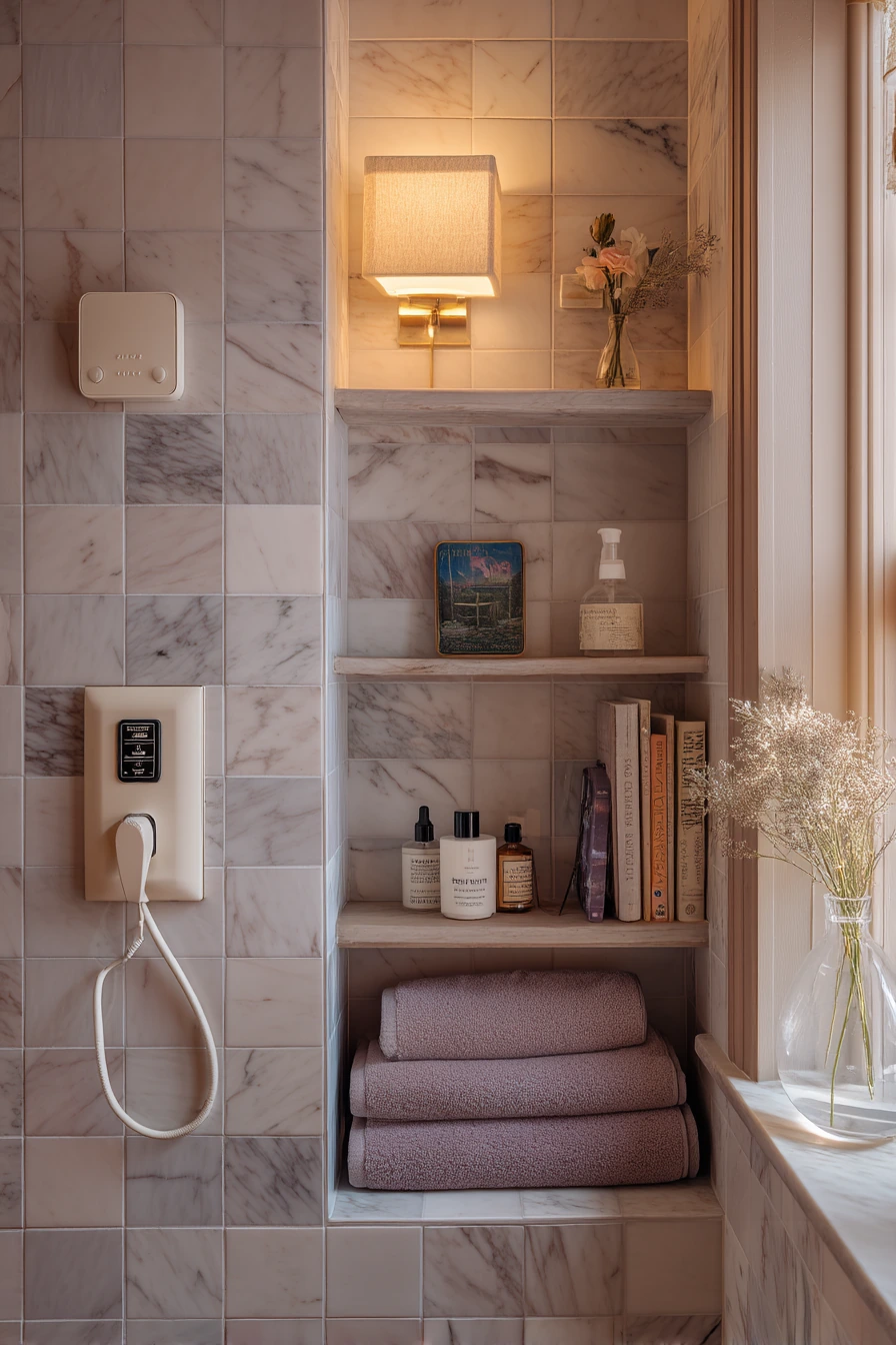 Muted Lavender Grout in a Relaxed Guest Bath