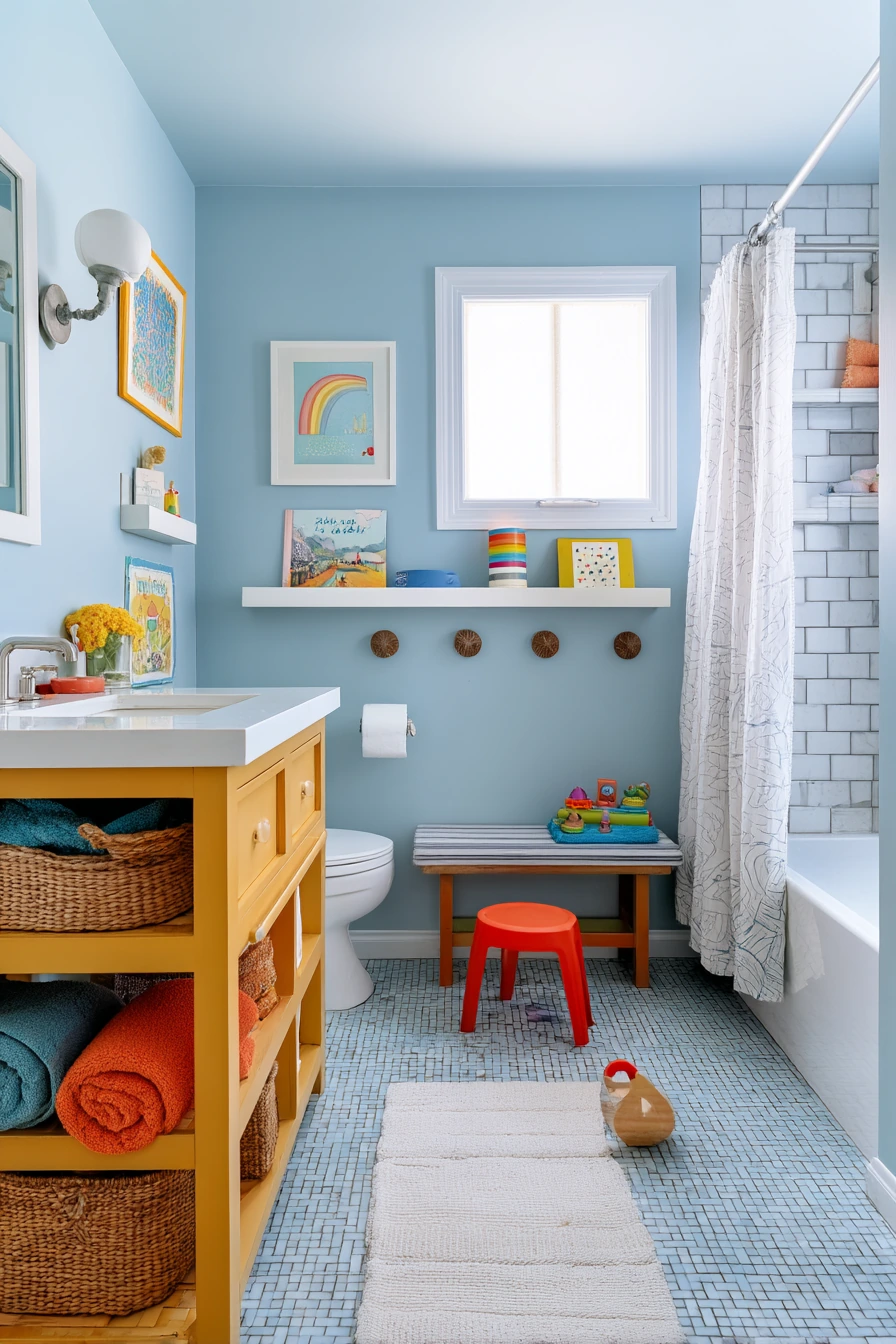Kid-Friendly Bath With Cheerful Layers