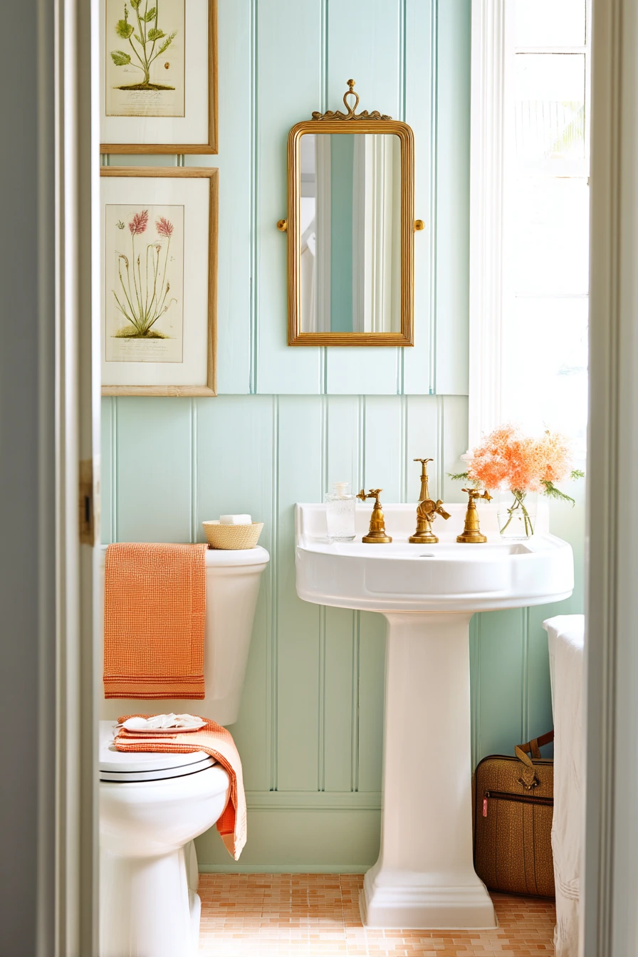 Airy Guest Bath With Graphic Cheer