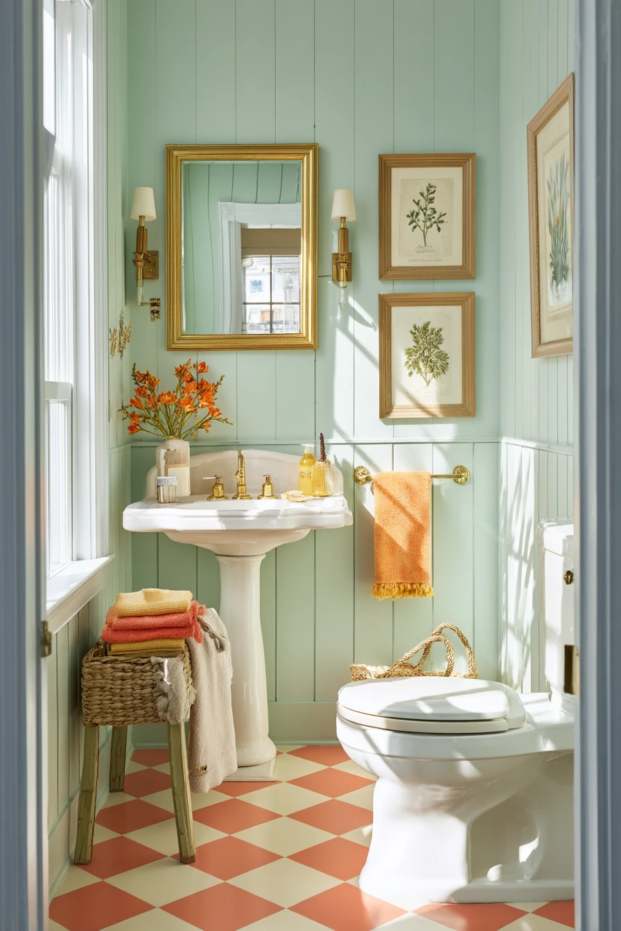 Airy Guest Bath With Graphic Cheer