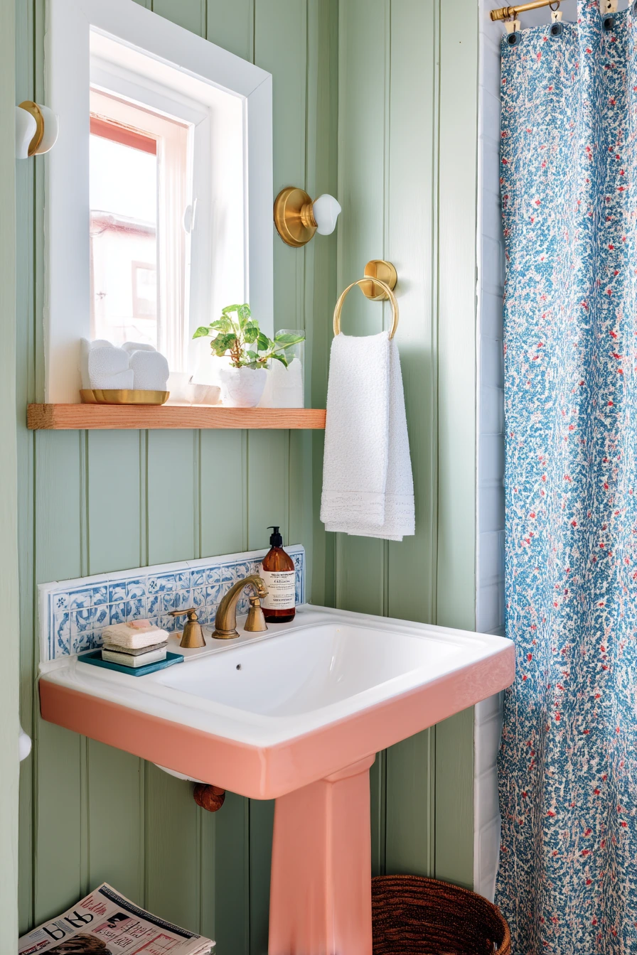 Tiny Apartment Bathroom, Bold and Clever