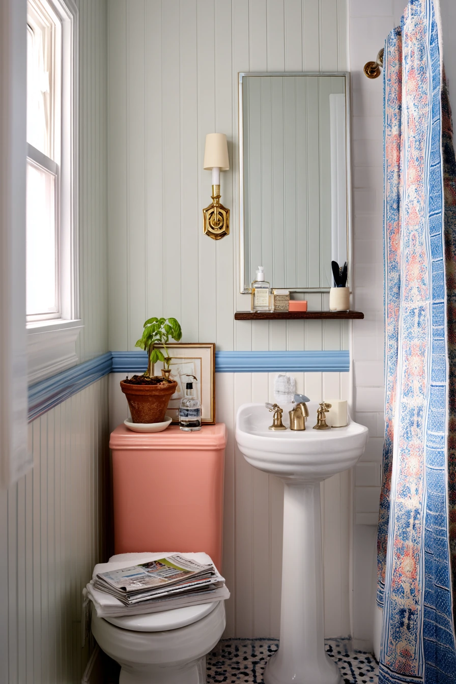 Tiny Apartment Bathroom, Bold and Clever