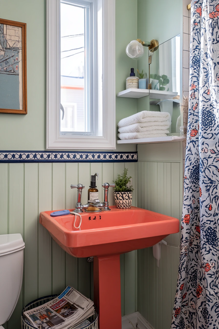 Tiny Apartment Bathroom, Bold and Clever
