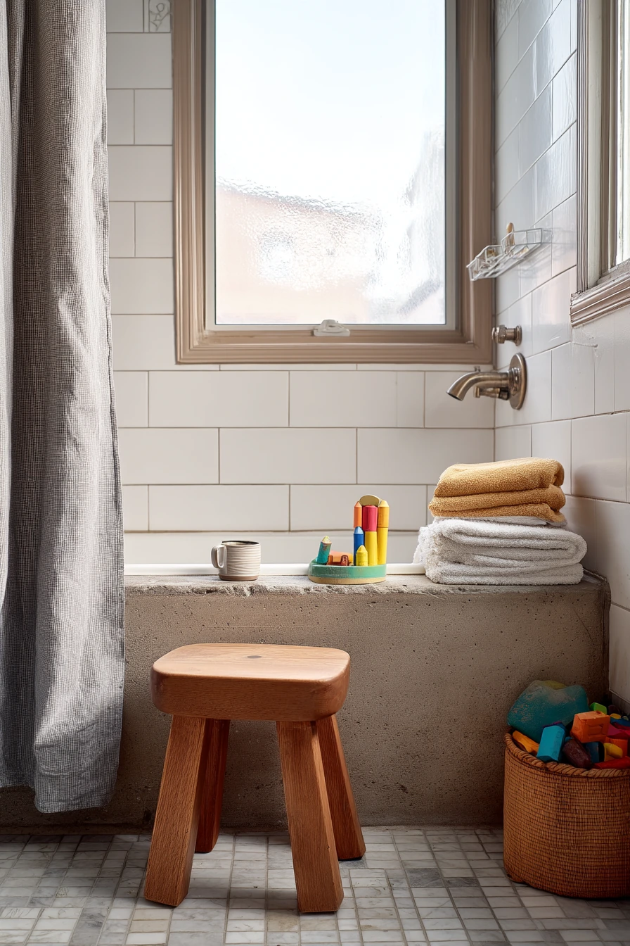Family Bath with Concrete Tub Surround