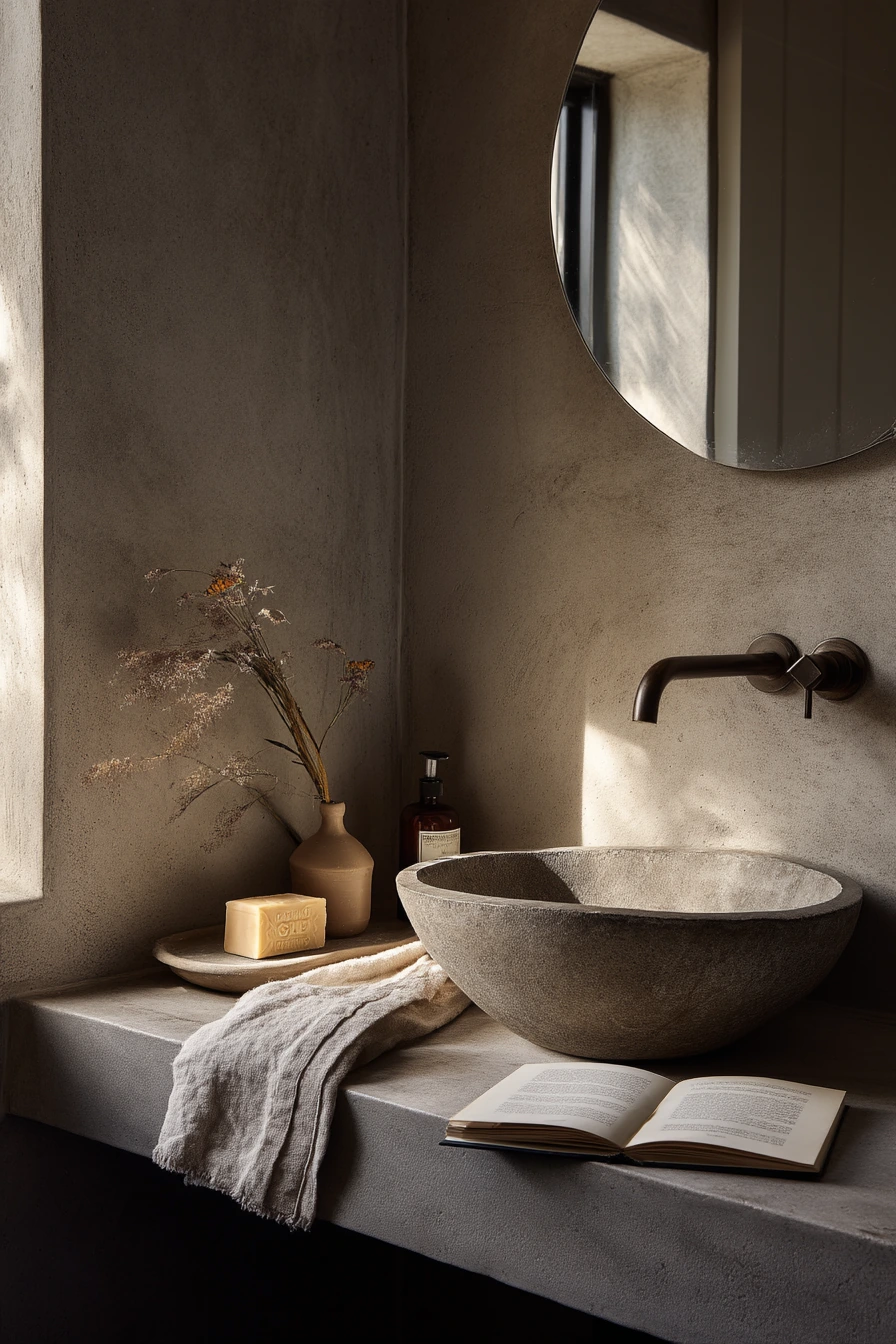 Spa-Quiet Concrete Powder Room