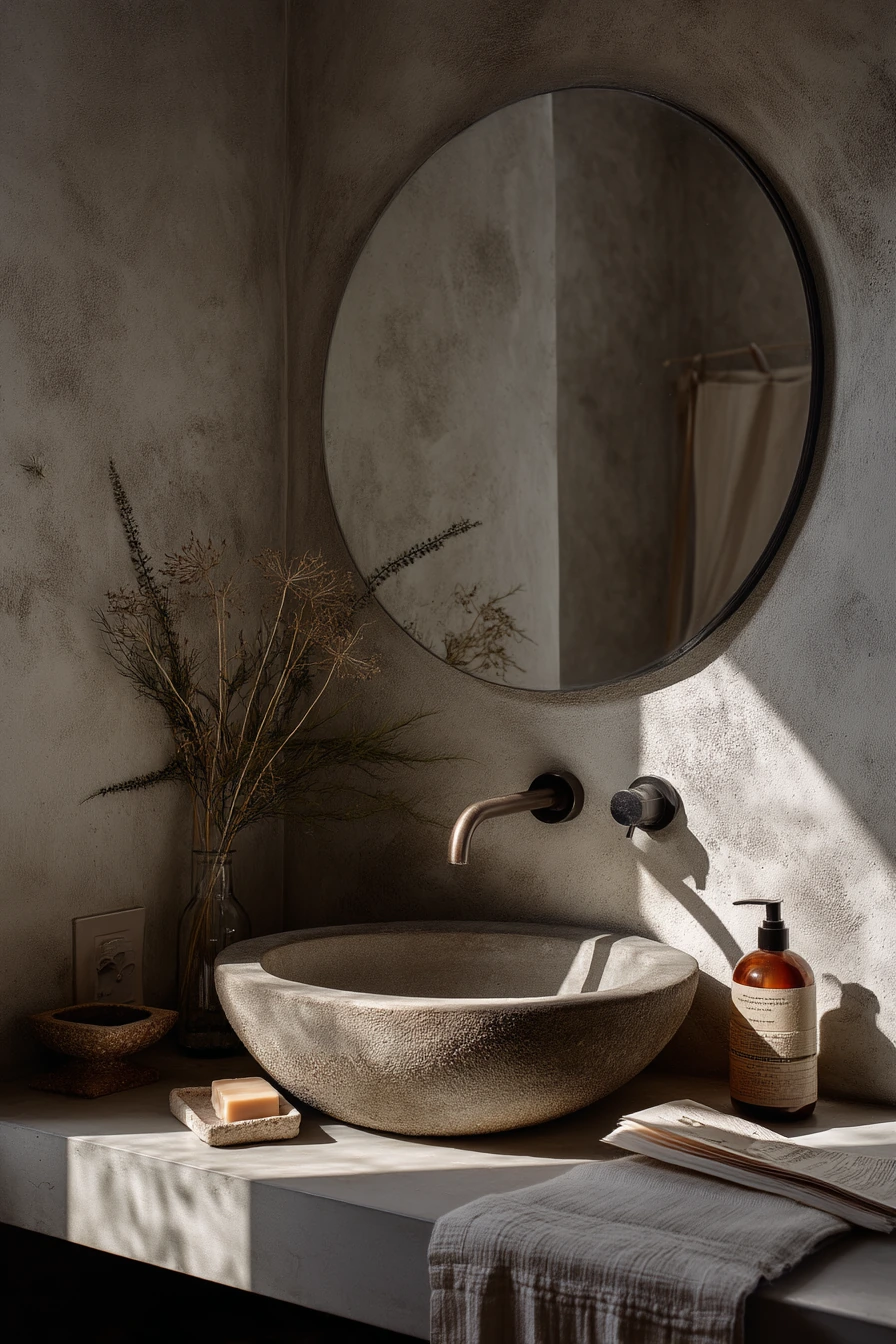Spa-Quiet Concrete Powder Room