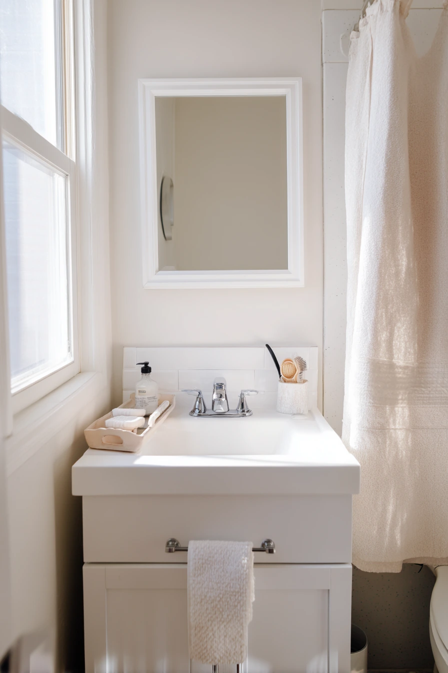 Renter-Friendly Concrete Look Bathroom