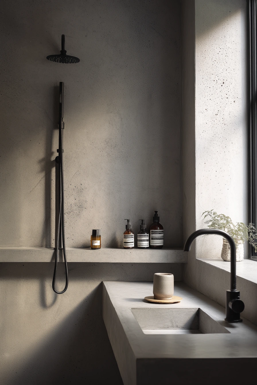 Minimal Concrete Bath for a Solo Dweller