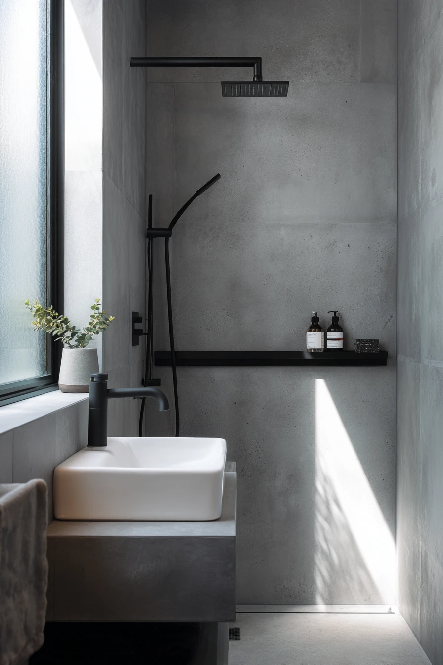 Minimal Concrete Bath for a Solo Dweller