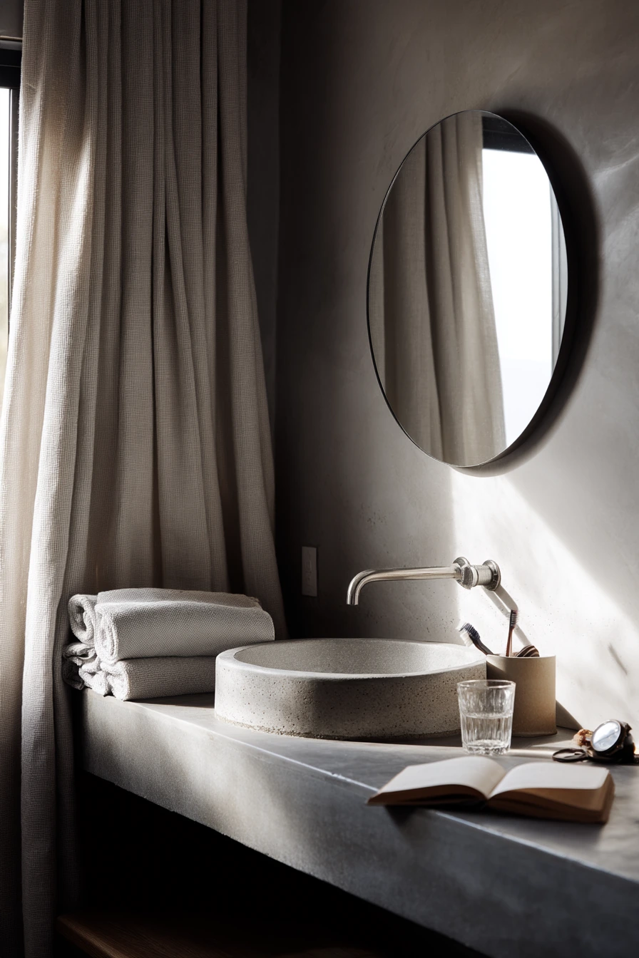 Concrete Ensuite with Soft Morning Rituals