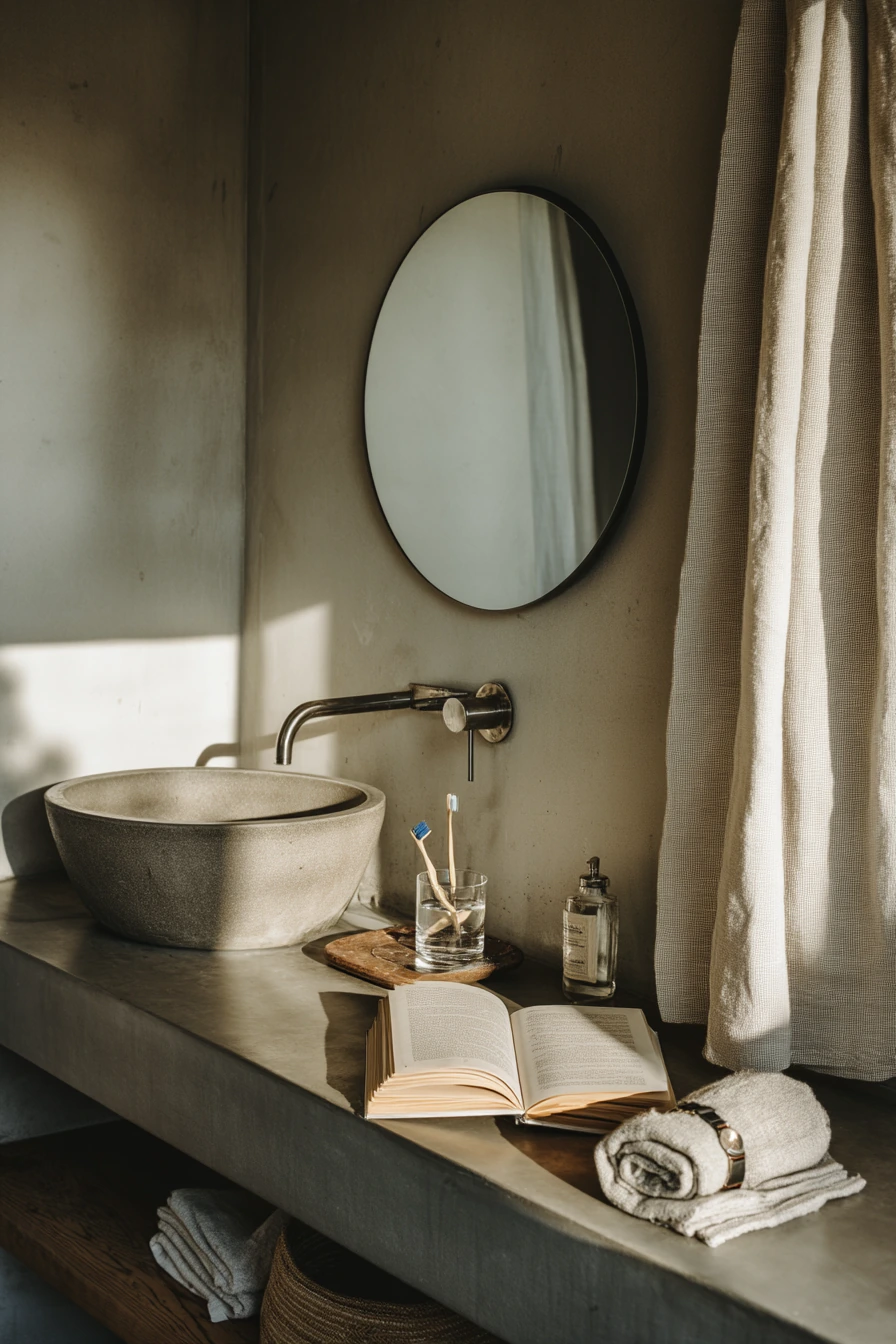 Concrete Ensuite with Soft Morning Rituals