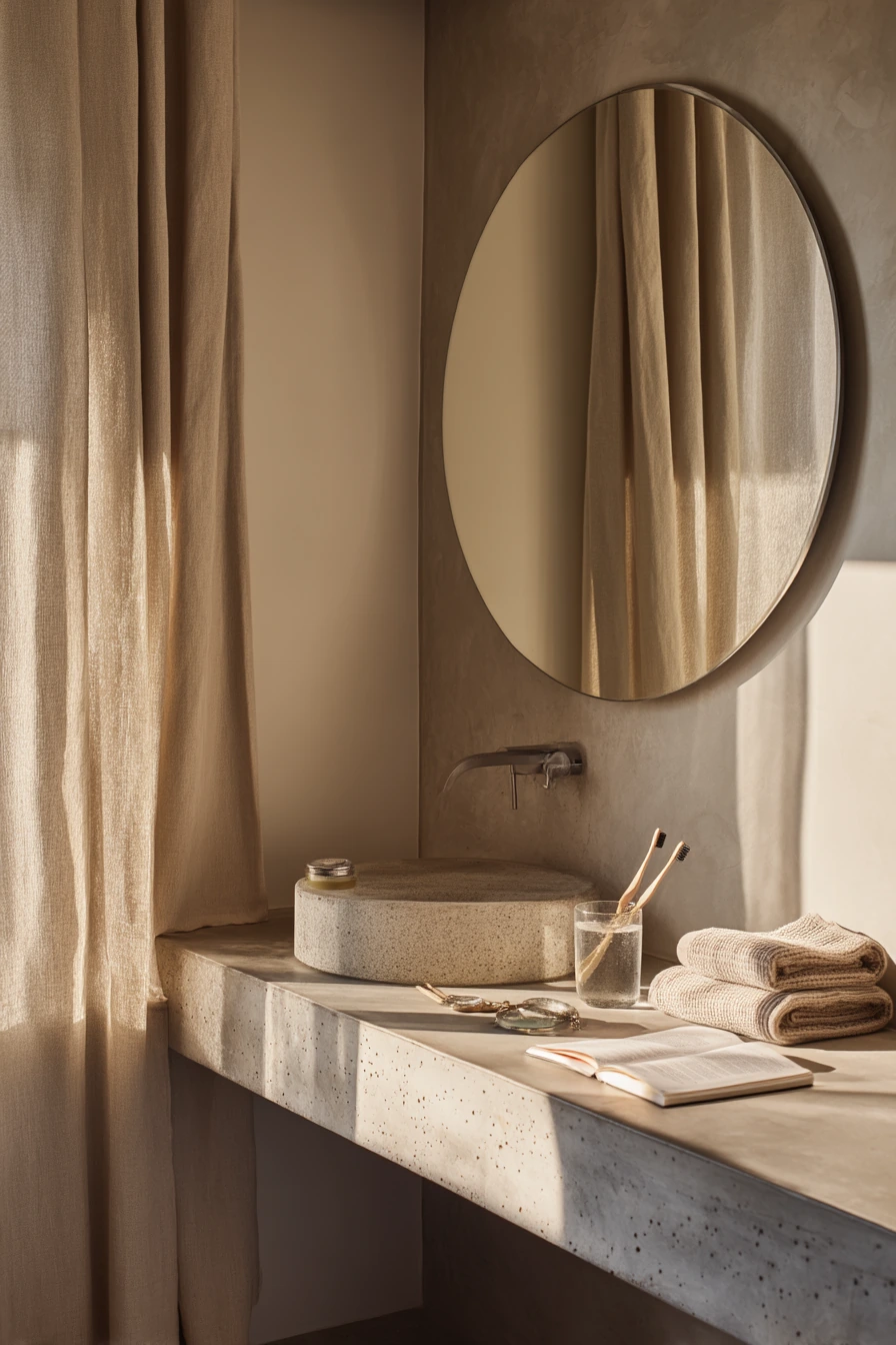 Concrete Ensuite with Soft Morning Rituals