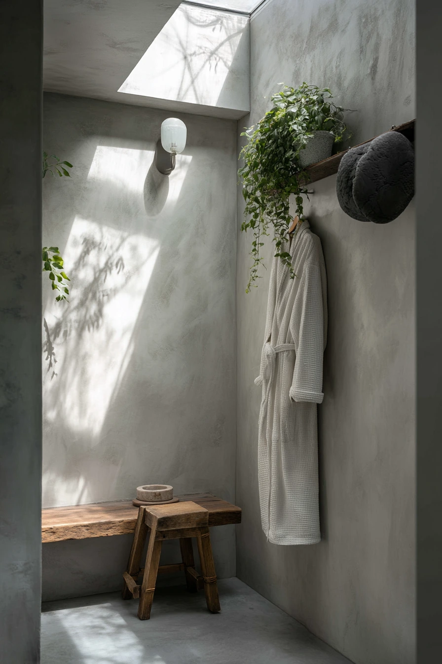 Concrete Bath with Houseplant Shadows