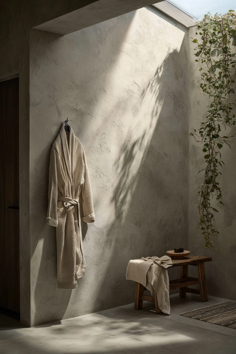 Concrete Bath with Houseplant Shadows
