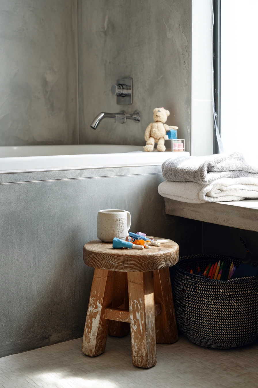 Family Bath with Concrete Tub Surround