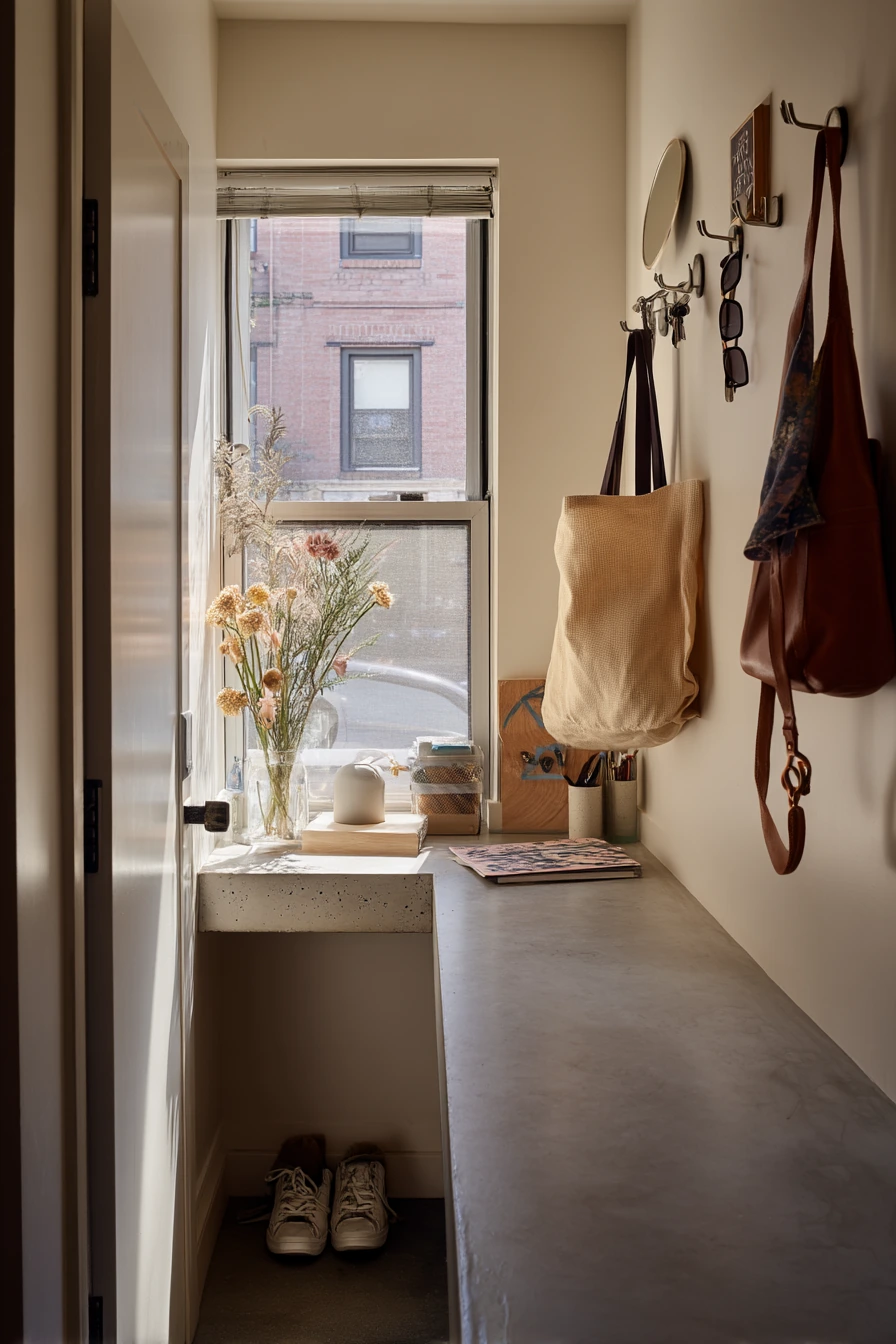 Tiny Apartment Entry Landing Spot
