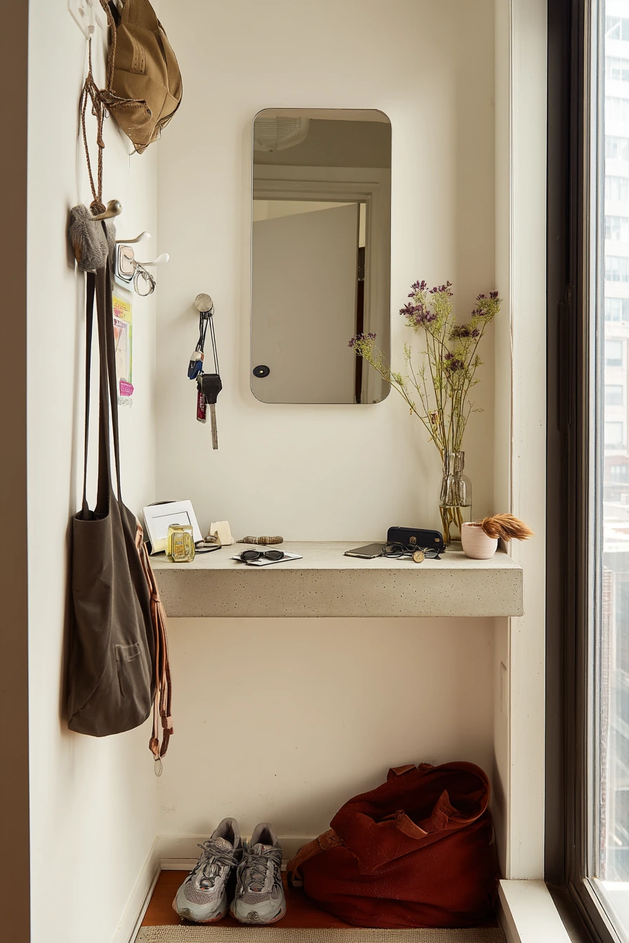 Tiny Apartment Entry Landing Spot