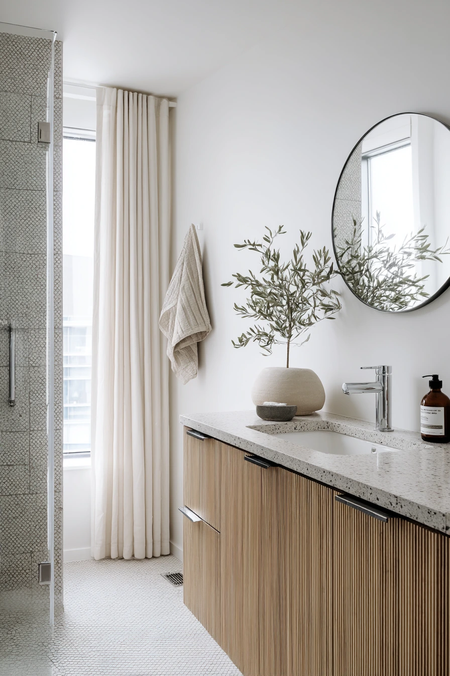Minimal Condo Bath With Natural Materials