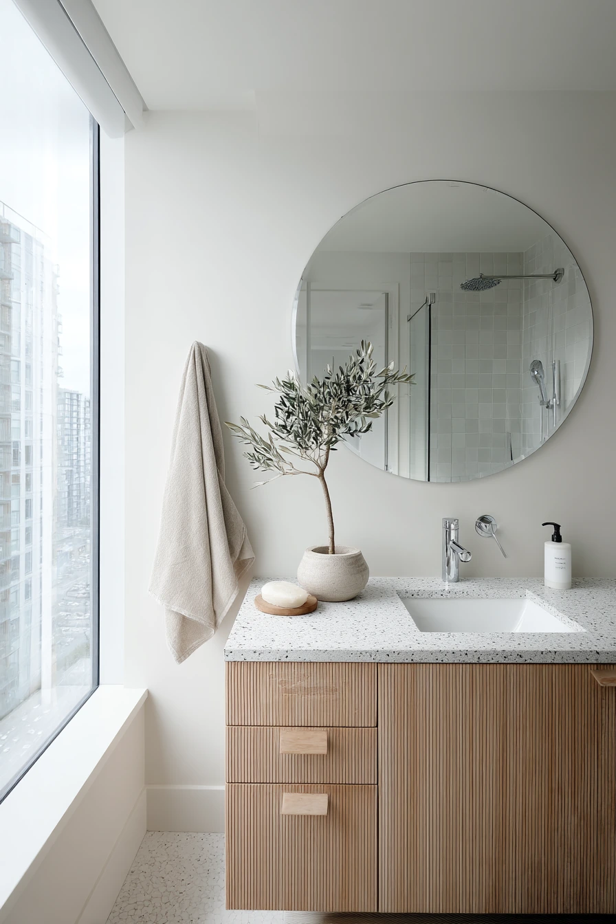Minimal Condo Bath With Natural Materials