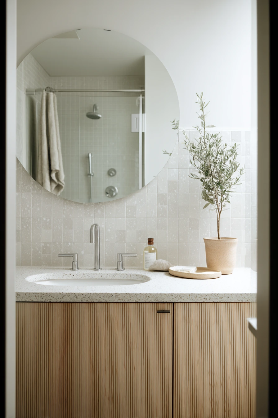 Minimal Condo Bath With Natural Materials