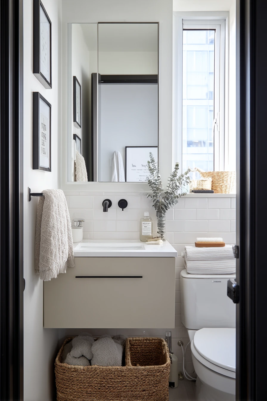 Compact Condo Bath With Storage-First Vanity