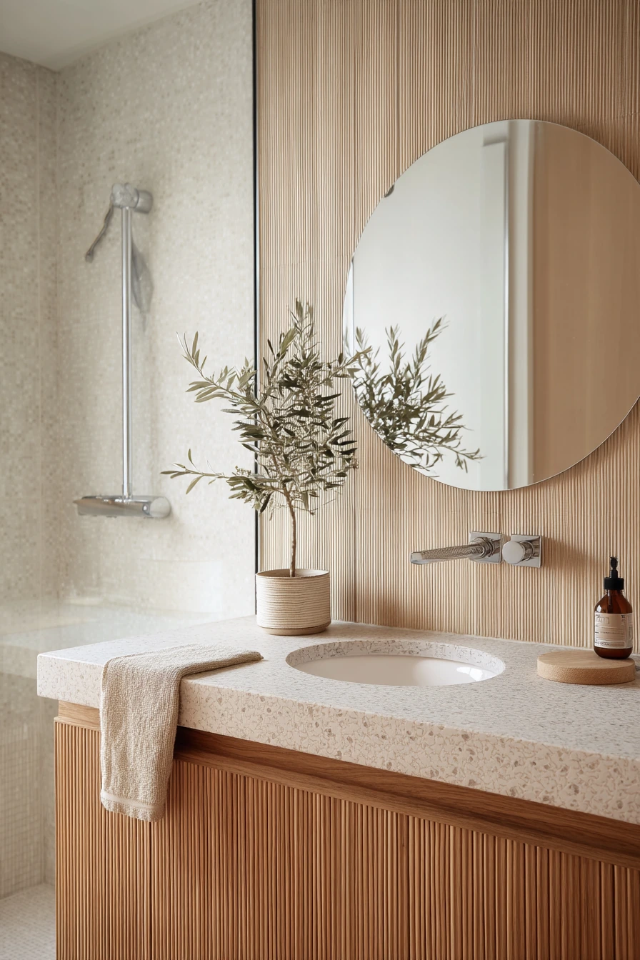 Minimal Condo Bath With Natural Materials