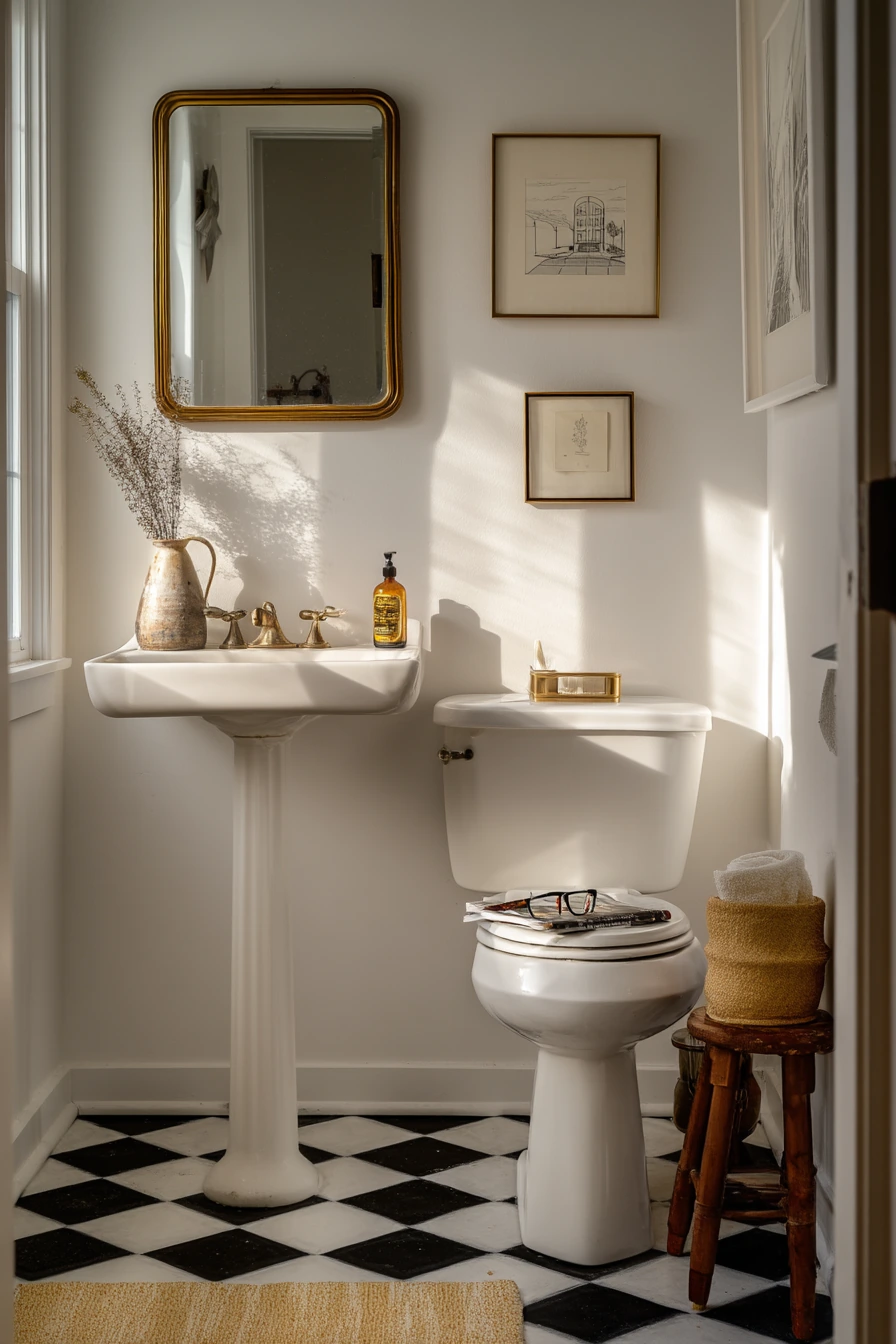 Vintage Touches in a City Condo Bath