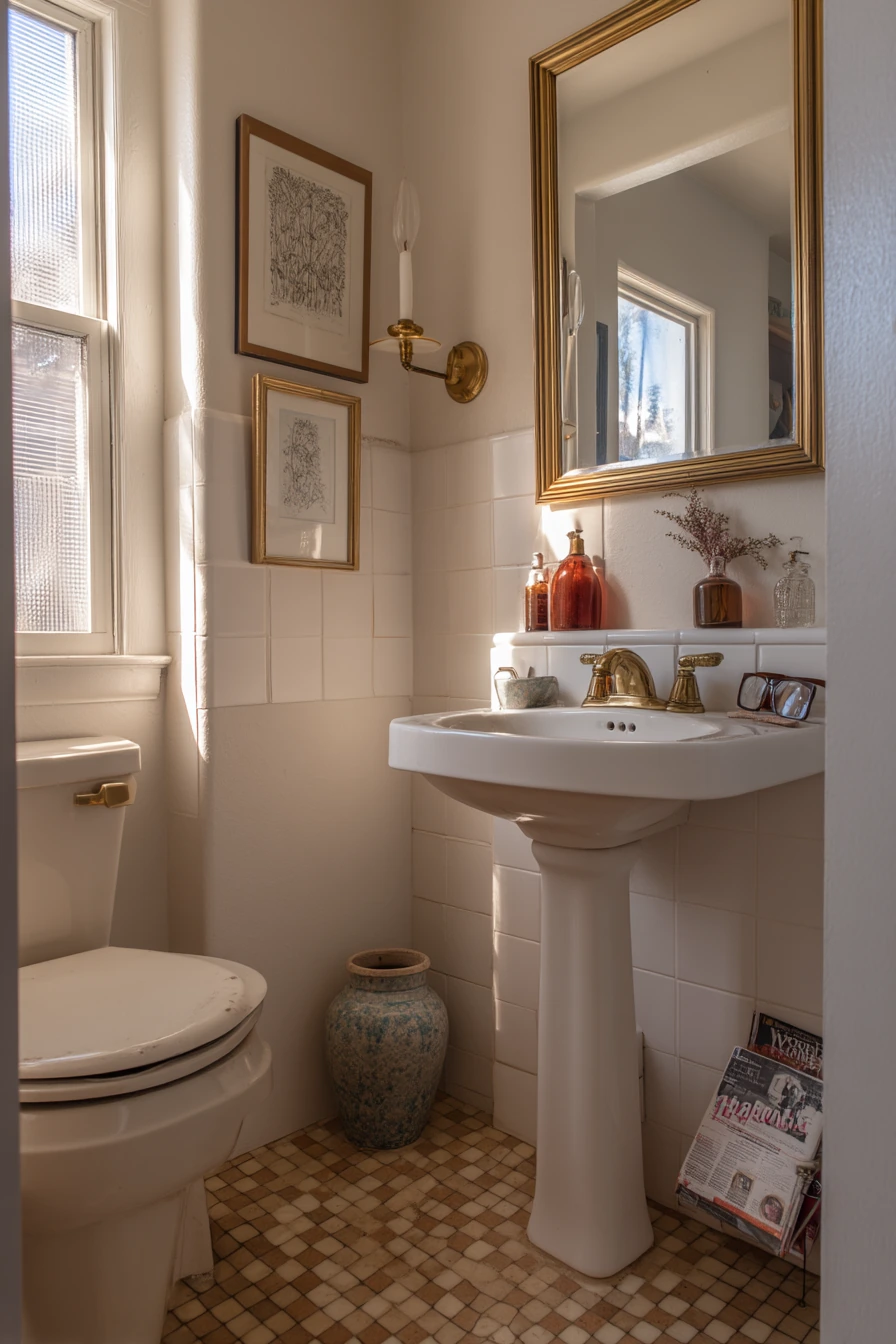Vintage Touches in a City Condo Bath