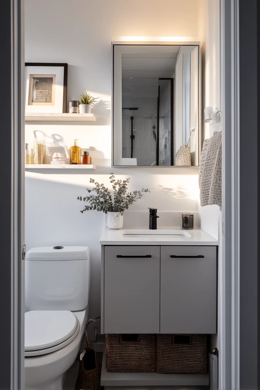 Compact Condo Bath With Storage-First Vanity