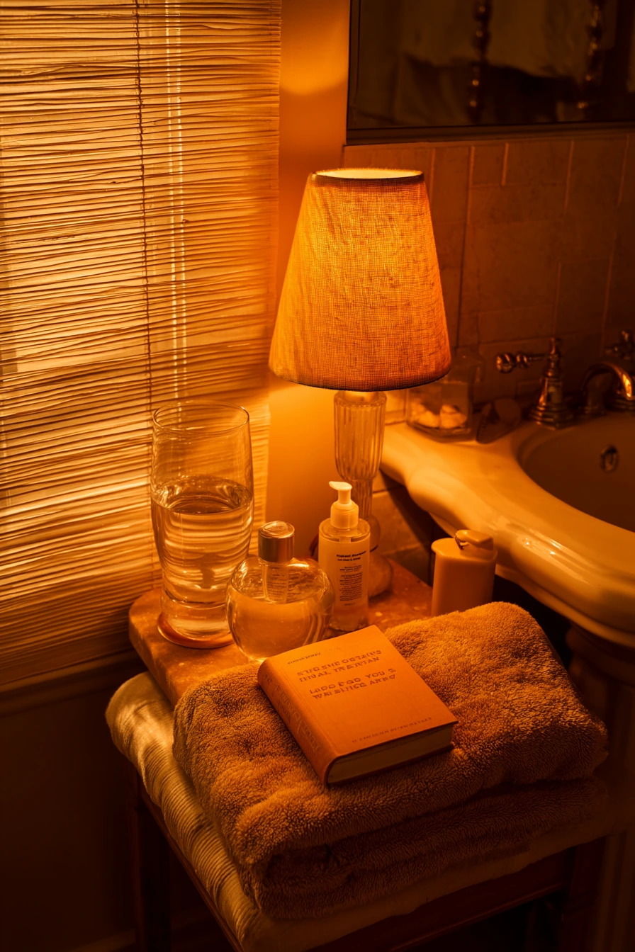 Warm Lamplight Evening Bathroom