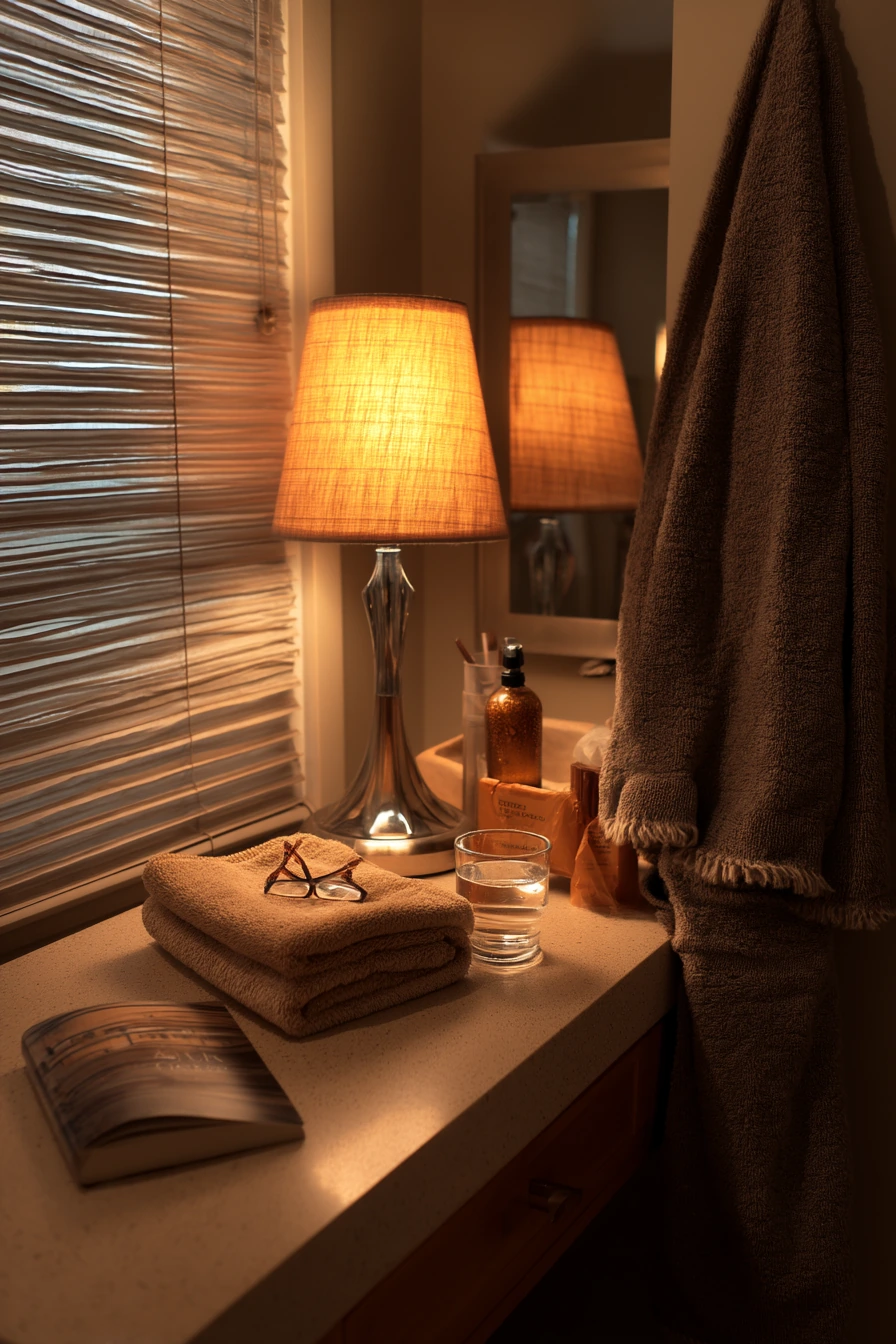 Warm Lamplight Evening Bathroom
