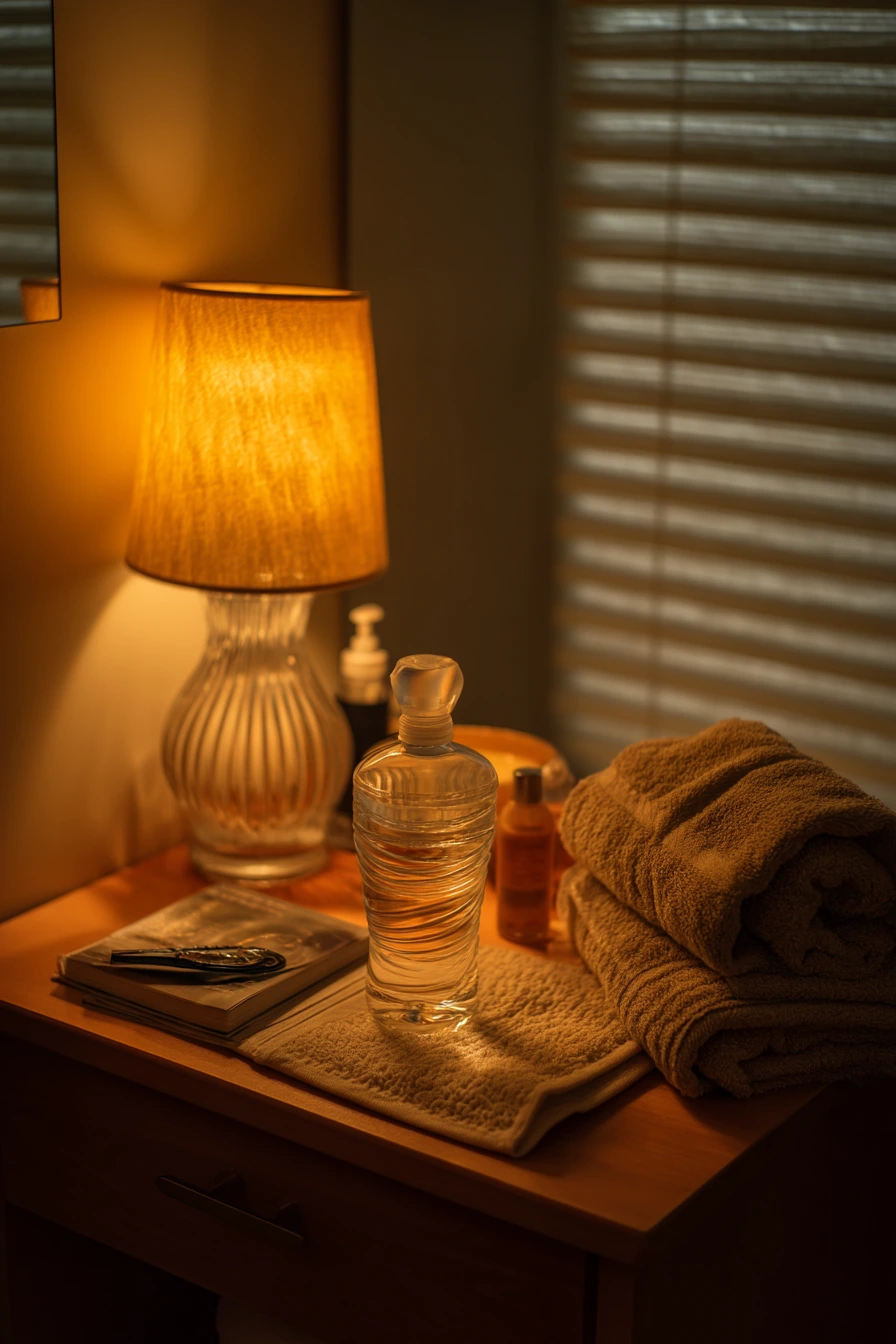 Warm Lamplight Evening Bathroom