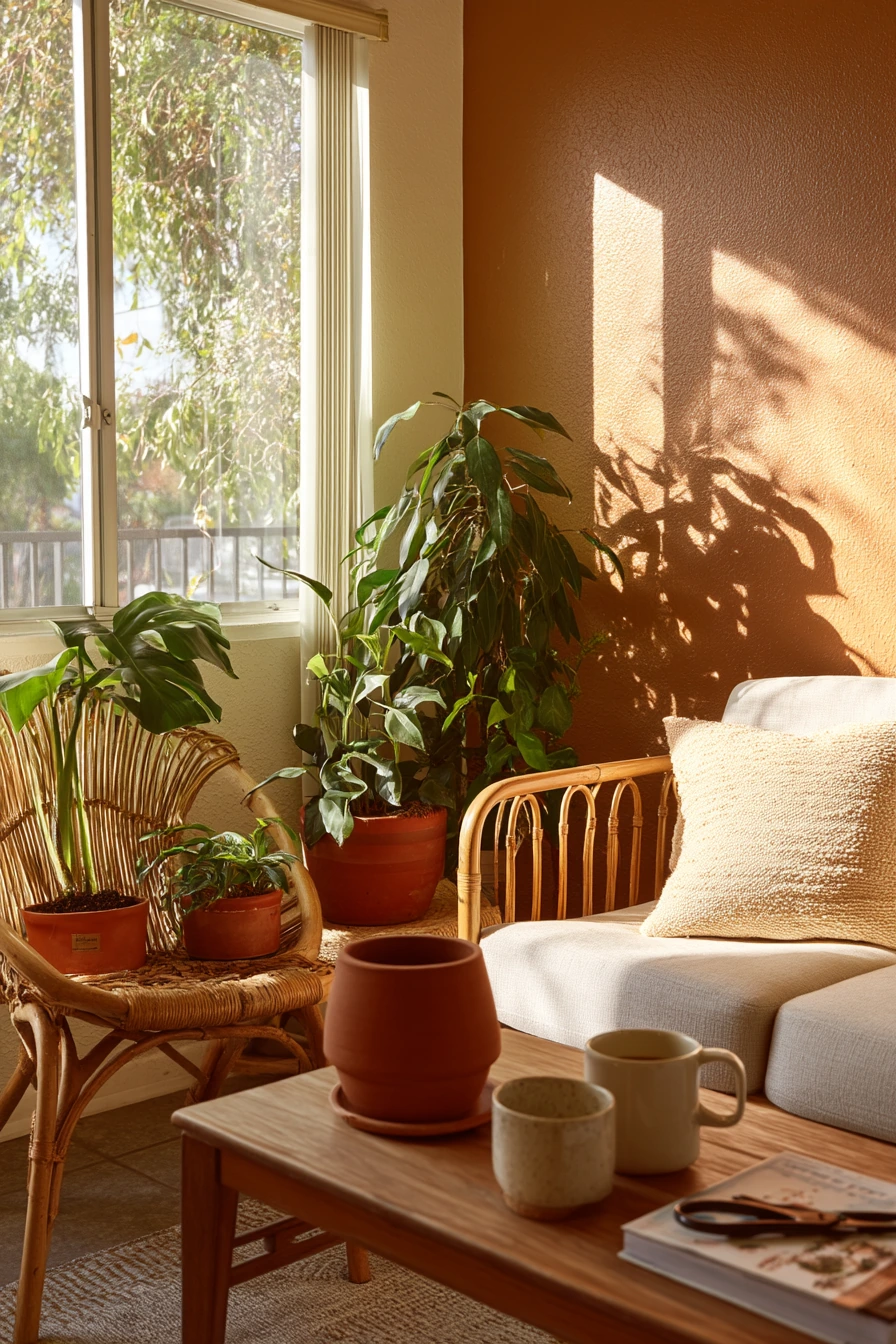 Bright Condo Living Room with Indoor Plants