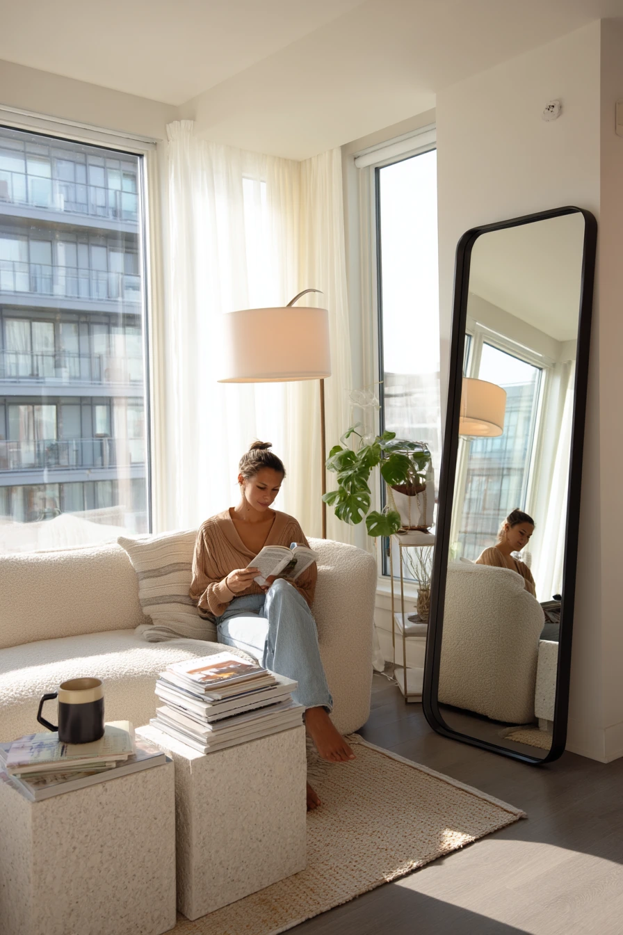 Renter-Friendly Layered Condo Living Room