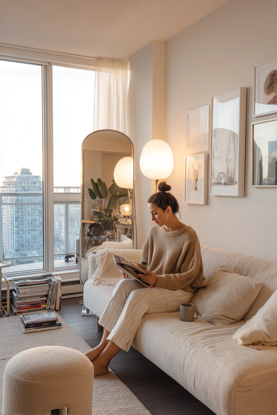 Renter-Friendly Layered Condo Living Room