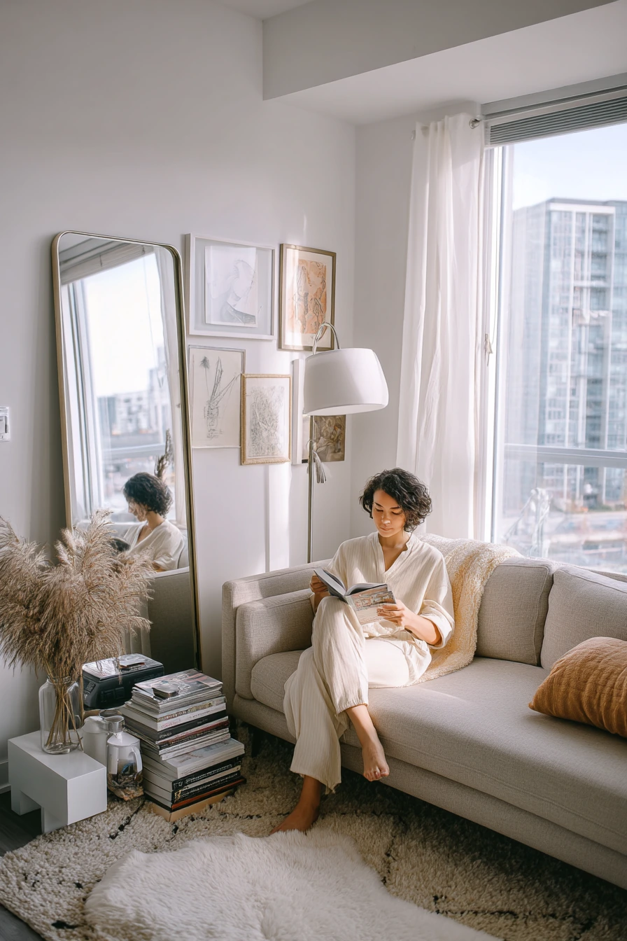 Renter-Friendly Layered Condo Living Room