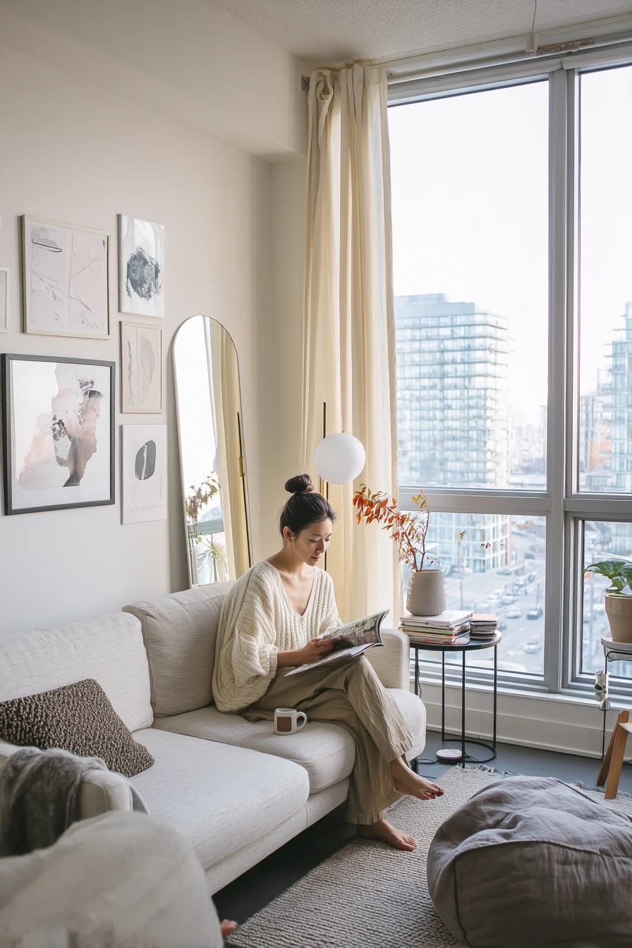 Renter-Friendly Layered Condo Living Room