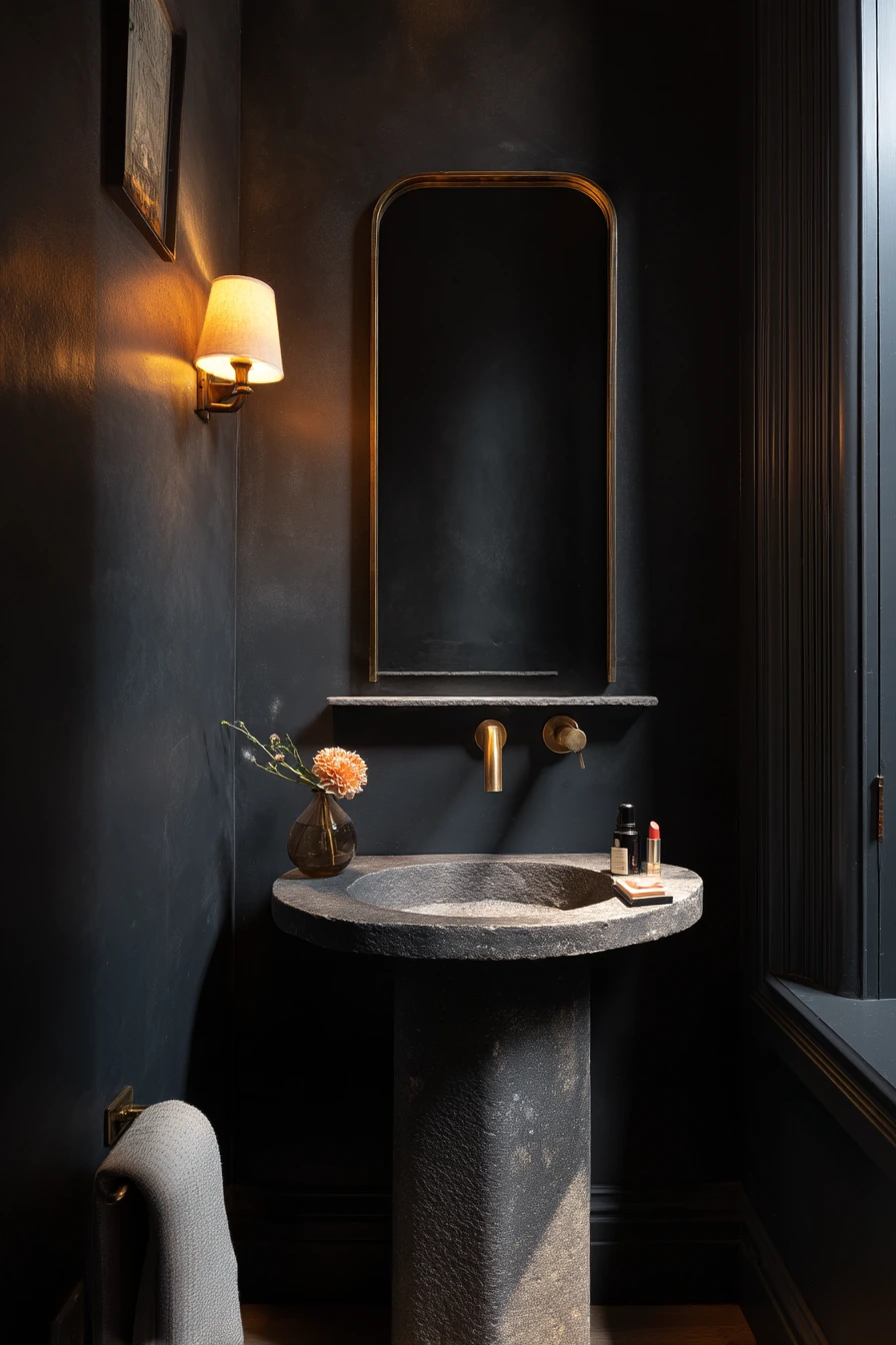 Dark and Moody Powder Room